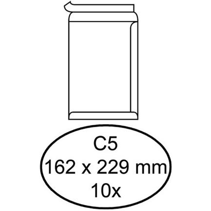 10 Witte zelfklevende akte enveloppen C5 162 x 229 mm