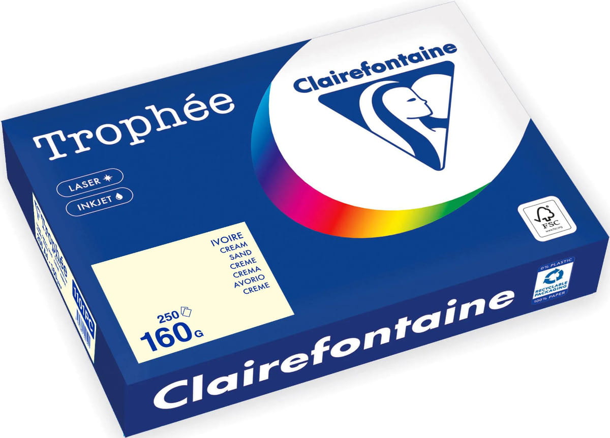 Crèmewit A4 papier 160 gram pak 250 vel Clairefontaine Trophée