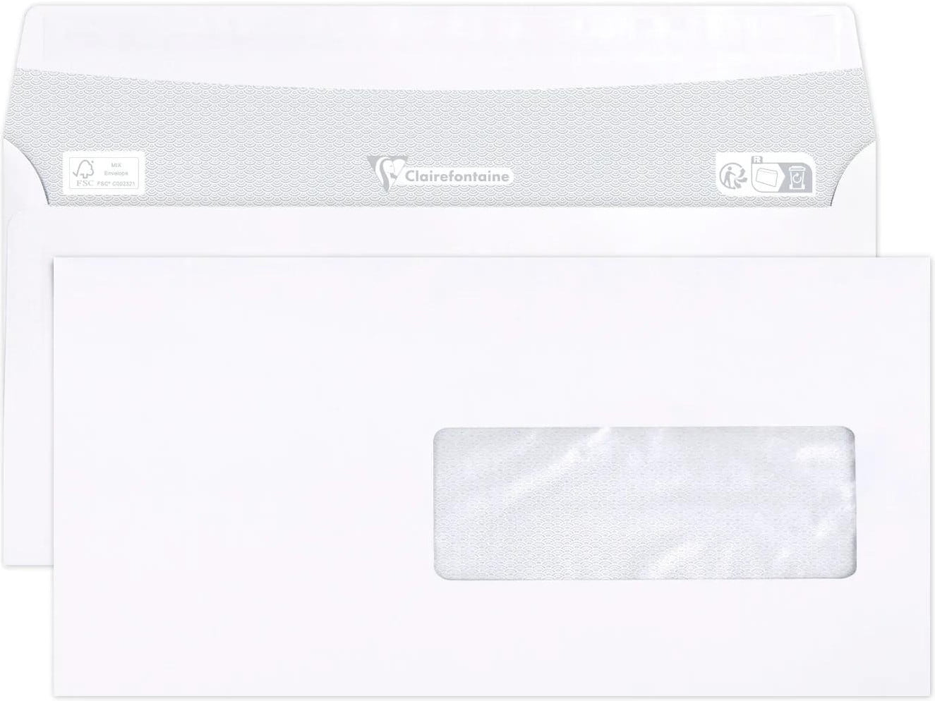 500 Zelfklevende enveloppen 114x229mm venster rechts 40x110mm Clairalfa