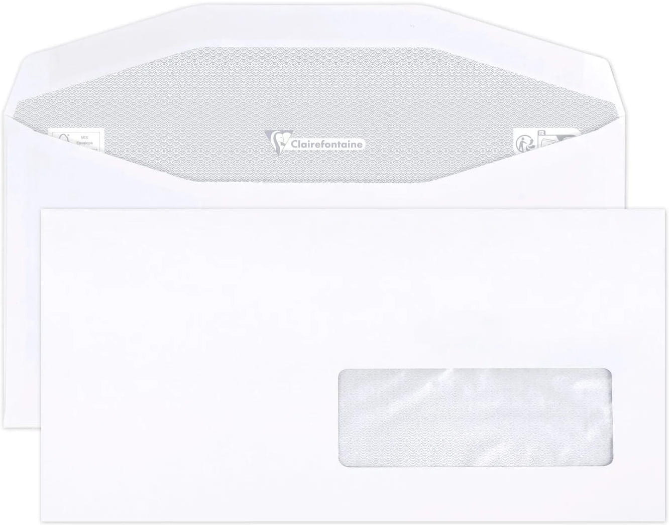 500 Enveloppen 114x229mm venster rechts 35x100mm machinegeschikt Clairalfa