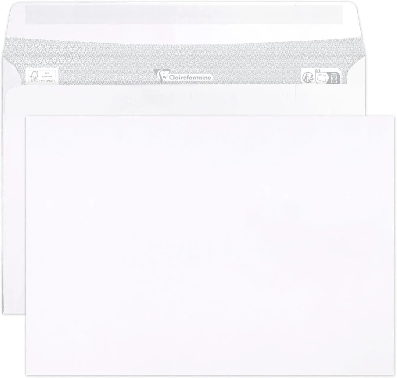250 Witte enveloppen 162x229mm 90g zelfklevend Clairalfa