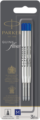 3 Parker QuinkFlow balpenvullingen blauw medium