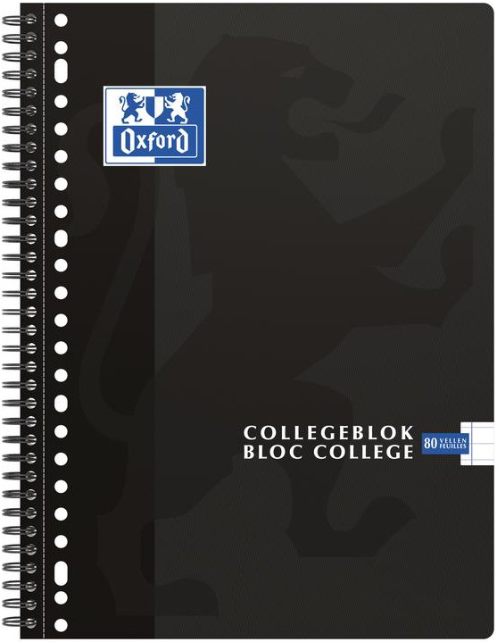 Oxford collegeblok A4+ 23-gaats lijn 80 vel zwart