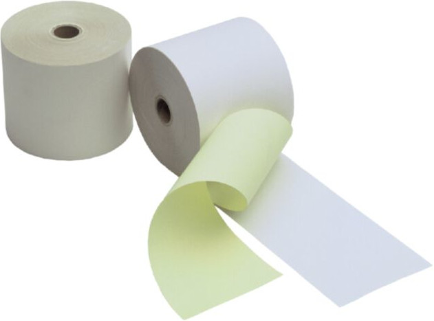5 Duplo pinrollen 76mmx25m kern 12 mm wit/geel