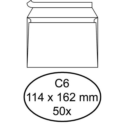 50 Witte zelfklevende enveloppen C6 114 x 162 mm