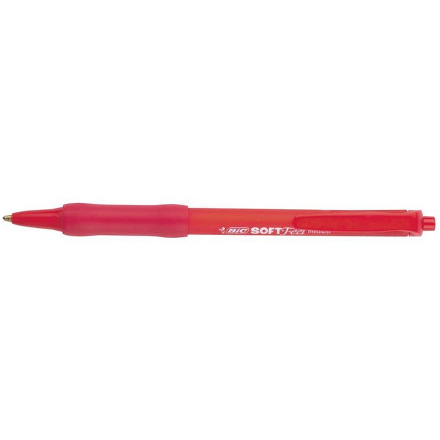 12x Bic Soft Feel balpen rood medium