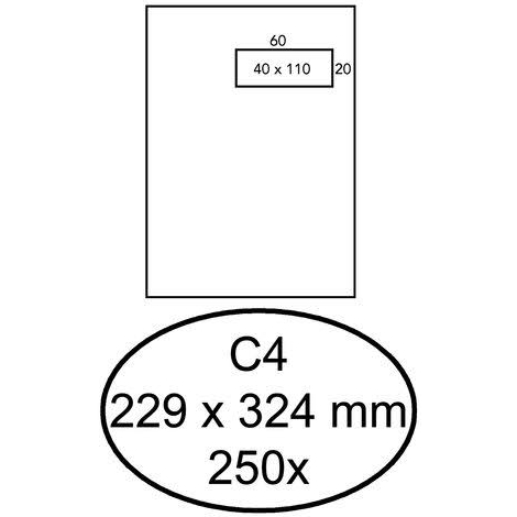 Quantore 250 Zelfklevende akte enveloppen met venster rechts C4 229 x 324 mm