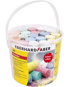 Glitterstoepkrijt 20 stuks in emmer Eberhard Faber