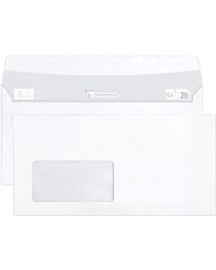 500 Zelfklevende enveloppen 110x220mm venster links 45x90mm Clairalfa