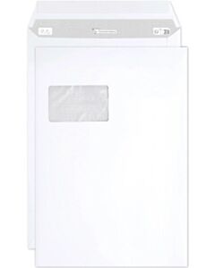 250 Zelfklevende akte enveloppen met venster links C4 229x324mm 90g
