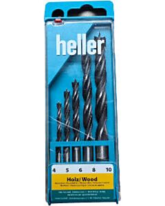 Heller houtspiraalborenset 4,5,6,8,10mm met gebarsten deksel