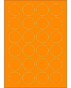 Oranje A4 etiketten 40 mm rond 100 vel Sorex