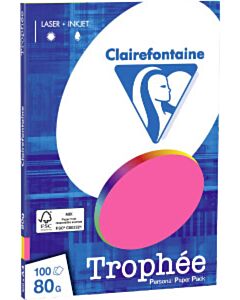 4 Fluor kleuren A4 papier 80g 4x25vel Clairefontaine Trophée