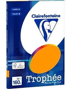 Fel oranje A4 papier 160 gram 50 vel Clairefontaine Trophée