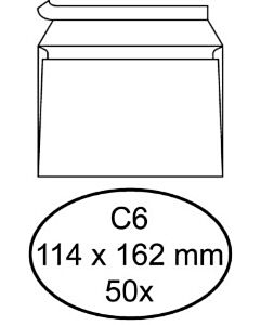 50 Witte zelfklevende enveloppen C6 114 x 162 mm