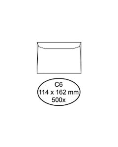 500 Witte gegomde enveloppen C6 114 x 162 mm