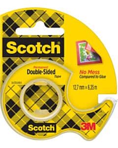 Scotch dubbelzijdig plakband 12,7mmx6,35m + afroller