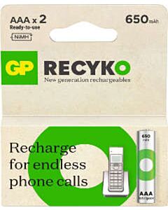 GP ReCyko AAA batterijen 650 mAh (2)