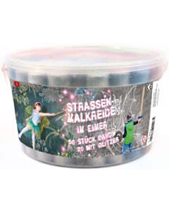 Stoepkrijt met glitter 50 stuks in emmer Jüscha