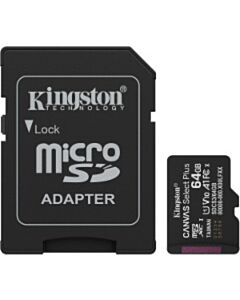 Kingston Canvas Select Plus micro SDXC 64 GB geheugenkaart + adapter (GEOPENDE VERPAKKING)