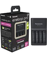 Panasonic BQ-CC55 snellader + 4 Eneloop Pro AA batterijen