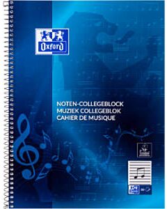 Oxford muziek collegeblok A4+ 4-gaats 50 vel blauw