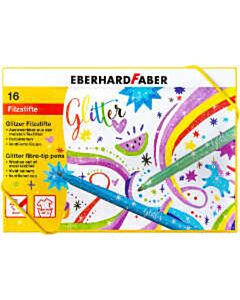 Doos glitter viltstiften Eberhard Faber 16 kleuren