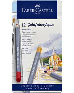 12 Aquarelpotloden Faber-Castell Goldfaber in bliketui