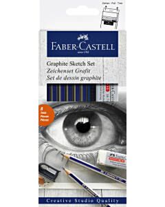 Potloden met 6 hardheden incl. puntenslijper en gum Faber-Castell