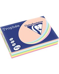 5 Pastelkleuren A4 papier 80g 5x100vel Clairefontaine Trophée