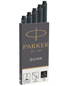 5 Inktpatronen Parker Quink zwart permanent