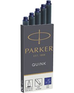 5 Inktpatronen Parker Quink blauw permanent