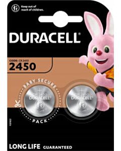 2 Duracell CR2450 knoopcel batterijen