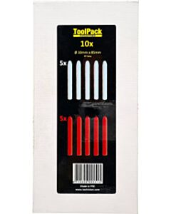 10 Wax stiften 10x85mm rood+wit ToolPack 318.018