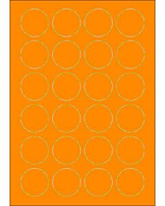 Oranje A4 etiketten 40 mm rond (100 vel)