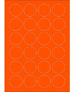 Oranje A4 etiketten 40 mm rond (100 vel)