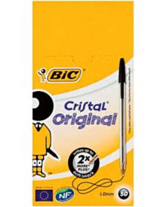 50x Bic Cristal balpen zwart medium