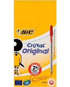 50x Bic Cristal balpen rood medium