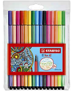 Stabilo pen 68 viltstiften etui 10 + 5 neon kleuren