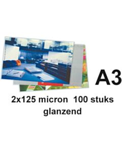 Quantore A3 lamineerhoezen glanzend 2x125 micron 100 stuks