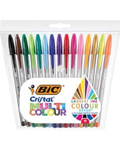 Bic Cristal Multi Colour 15 balpennen in etui