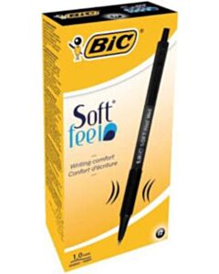 12x Bic Soft Feel balpen zwart medium