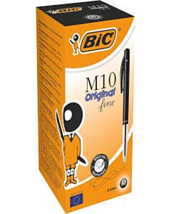 50x Bic M10 balpen zwart fijn