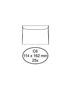 25 Witte gegomde enveloppen C6 114 x 162 mm