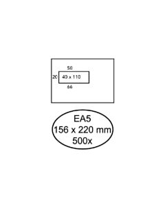 500 Gegomde enveloppen met venster links EA5 156 x 220 mm