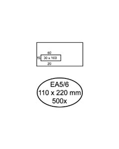 500 Gegomde enveloppen met venster links EA5/6 110 x 220 mm