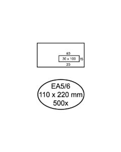 500 Gegomde enveloppen met venster rechts EA5/6 110 x 220 mm