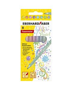 8 Glitter viltstiften pastelkleuren Eberhard Faber 551009