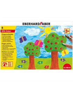 Vingerverf Eberhard Faber 6x100ml geel/rood/blauw/groen/wit/zwart