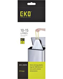 Afvalzak EKO type C 10-15 liter met trekband wit 20 stuks